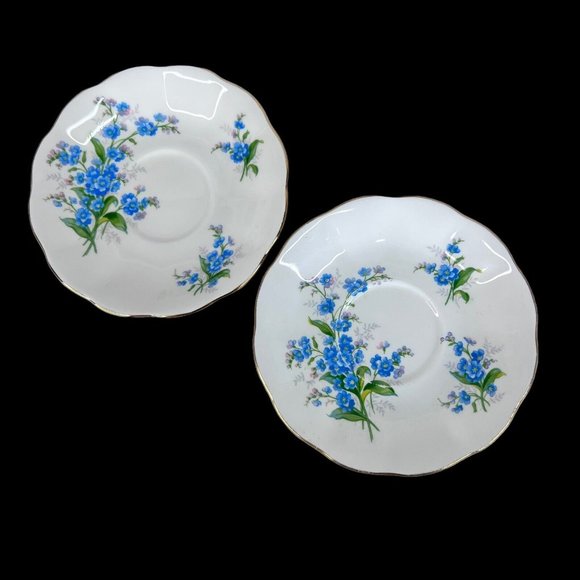 2 Royal Albert Forget Me Not Saucers Replacements NO Teacups Bone China England - Picture 1 of 5